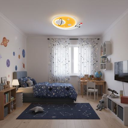 Brilagi -LED Dječja stropna svjetiljka STARSHIP LED/64W/230V 3000/4500K žuta