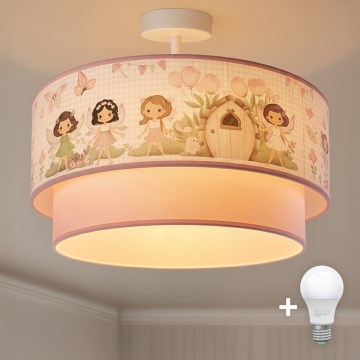 Brilagi - LED dječja svjetiljka za površinsku montažu BOBO 1xE27/10W/230V Ø 40 cm ružičasta/s motivom vila