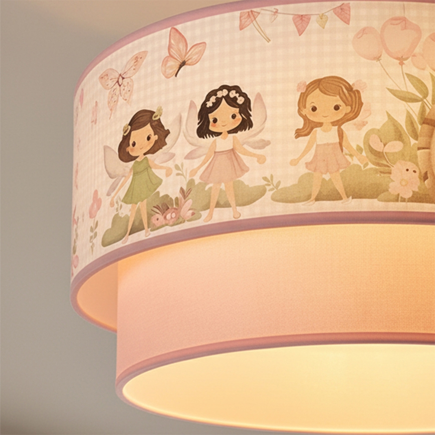 Brilagi - LED dječja svjetiljka za površinsku montažu BOBO 1xE27/60W/230V Ø 40 cm ružičasta/s motivom vila