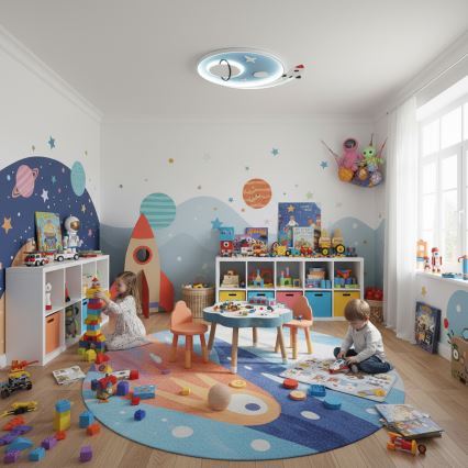 Brilagi -LED Dječje stropno svjetlo STARSHIP LED/64W/230V 3000/4500K plavo