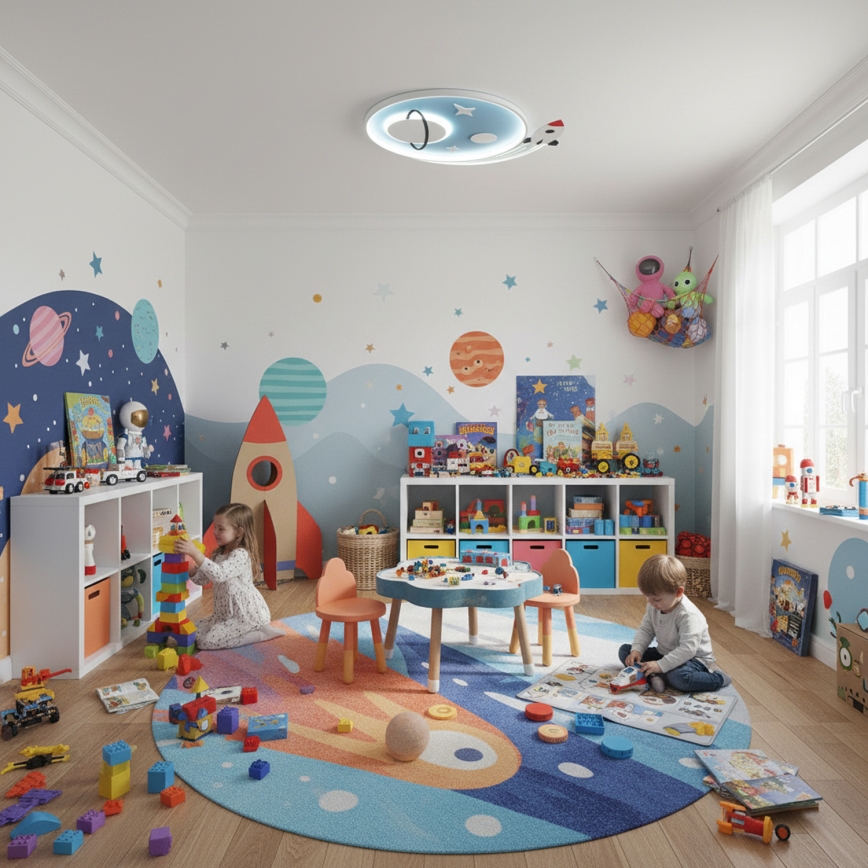 Brilagi -LED Dječje stropno svjetlo STARSHIP LED/64W/230V 3000/4500K plavo