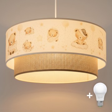Brilagi - LED dječji luster na kabelu BOBO 1xE27/10W/230V Ø 40 cm bijela/bež/medvjedići