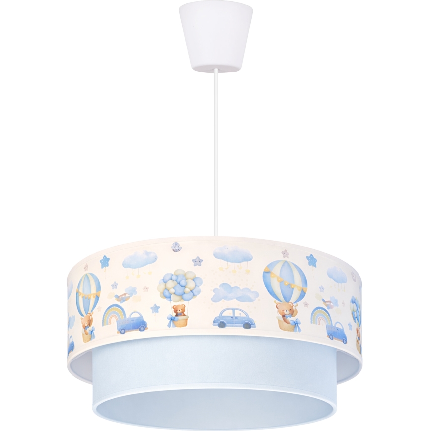 Brilagi-LED Dječji luster na kabelu BOBO 1xE27/60W/230V Ø40 cm krem./plava/medvjedić