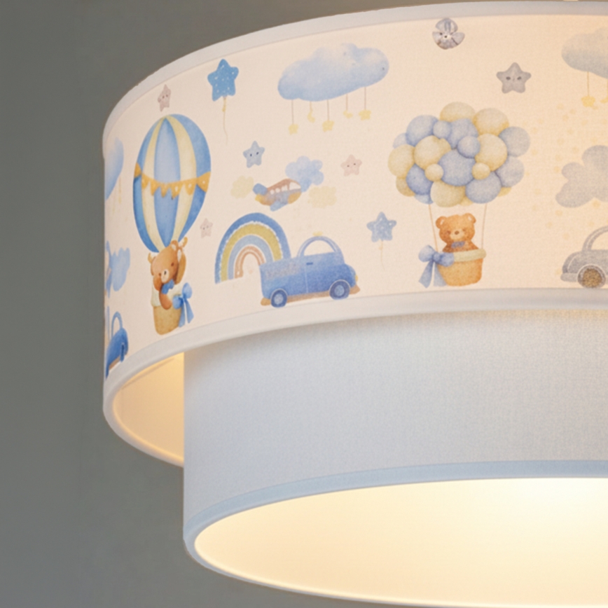 Brilagi-LED Dječji luster na kabelu BOBO 1xE27/60W/230V Ø40 cm krem./plava/medvjedić