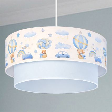 Brilagi-LED Dječji luster na kabelu BOBO 1xE27/60W/230V Ø40 cm krem./plava/medvjedić