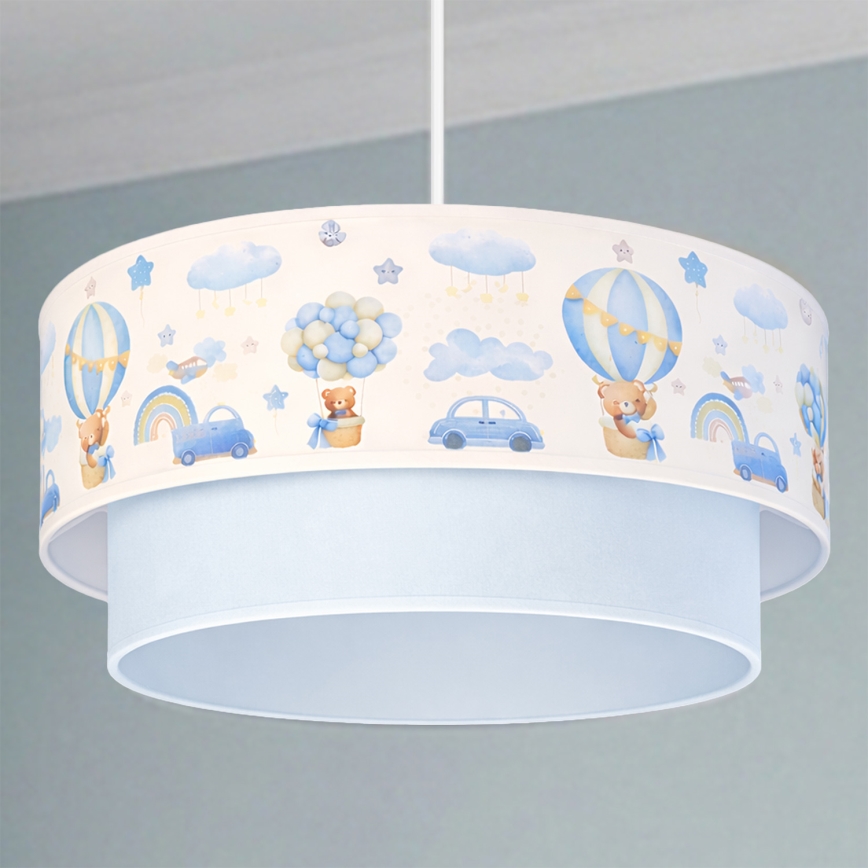 Brilagi-LED Dječji luster na kabelu BOBO 1xE27/60W/230V Ø40 cm krem./plava/medvjedić