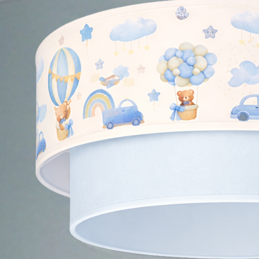 Brilagi-LED Dječji luster na kabelu BOBO 1xE27/60W/230V Ø40 cm krem./plava/medvjedić