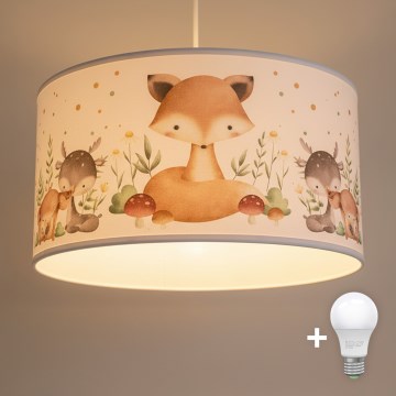 Brilagi - LED dječji luster na lanku BOBO 1xE27/60W/230V Ø 35 cm bijela/životinjice