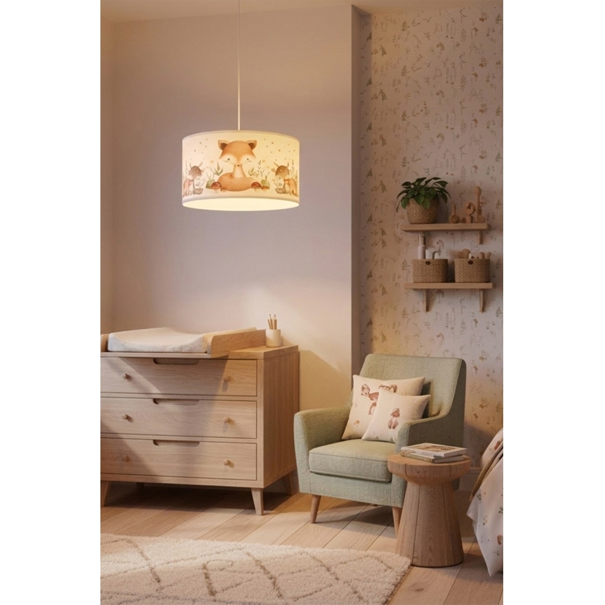 Brilagi - LED dječji luster na lanku BOBO 1xE27/60W/230V Ø 35 cm bijela/životinjice