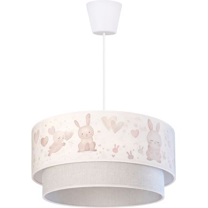 Brilagi - LED dječji luster na sajli BOBO 1xE27/10W/230V Ø 40 cm krem/siva s motivom zečića