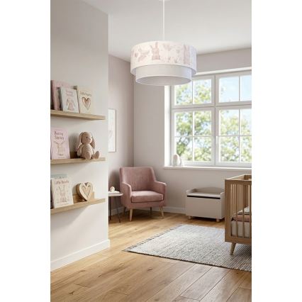 Brilagi - LED dječji luster na sajli BOBO 1xE27/10W/230V Ø 40 cm krem/siva s motivom zečića