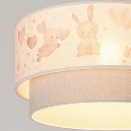 Brilagi - LED dječji luster na sajli BOBO 1xE27/10W/230V Ø 40 cm krem/siva s motivom zečića