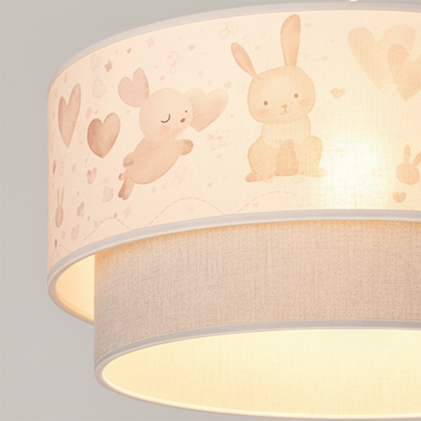 Brilagi - LED dječji luster na sajli BOBO 1xE27/10W/230V Ø 40 cm krem/siva s motivom zečića