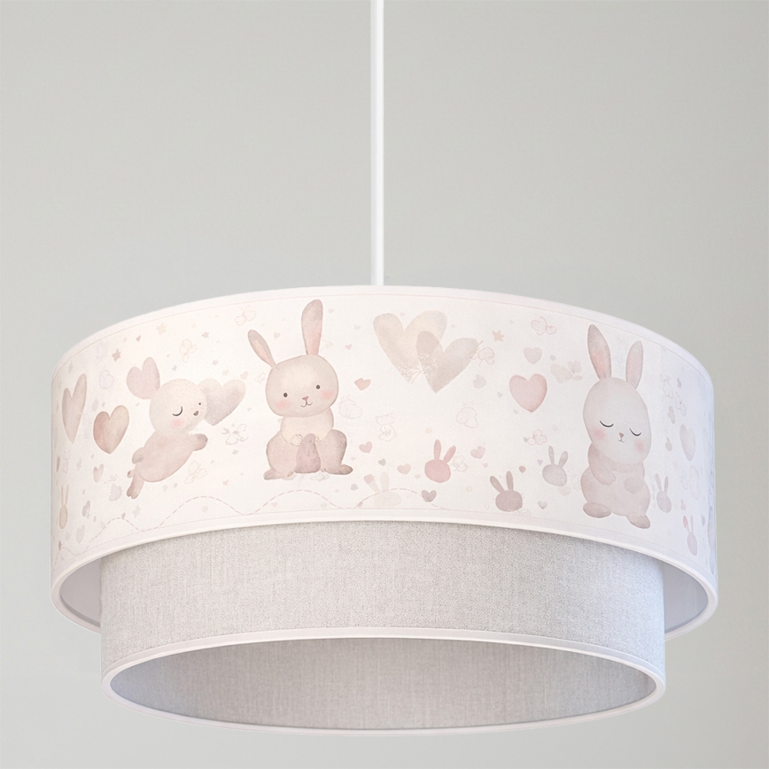 Brilagi - LED dječji luster na sajli BOBO 1xE27/10W/230V Ø 40 cm krem/siva s motivom zečića