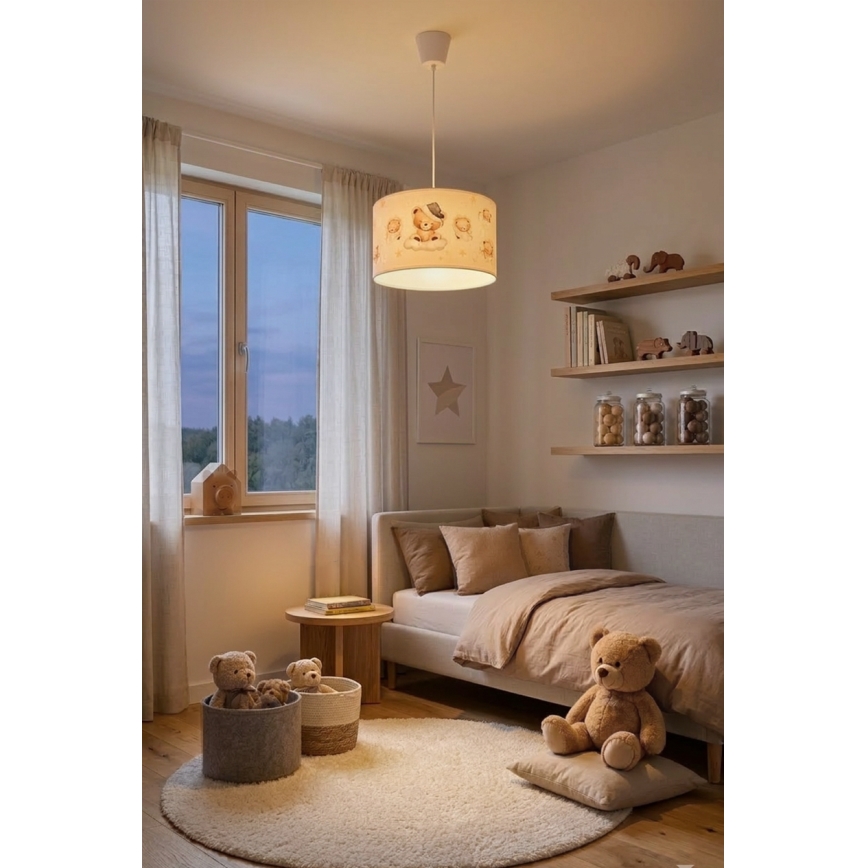 Brilagi - LED dječji luster na sajli BOBO 1xE27/10W/230V Ø 35 cm bijela/medvjedići