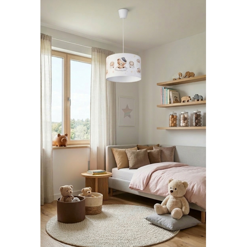 Brilagi - LED dječji luster na sajli BOBO 1xE27/10W/230V Ø 35 cm bijela/medvjedići