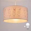 Brilagi - LED dječji luster na sajli BOBO 1xE27/10W/230V Ø 35 cm bijela/sa zečićima