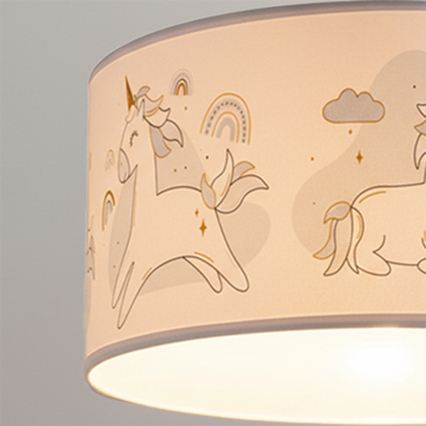 Brilagi - LED dječji luster na sajli BOBO 1xE27/10W/230V Ø 35 cm bijela/s motivom jednoroga