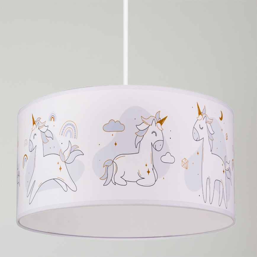 Brilagi - LED dječji luster na sajli BOBO 1xE27/10W/230V Ø 35 cm bijela/s motivom jednoroga
