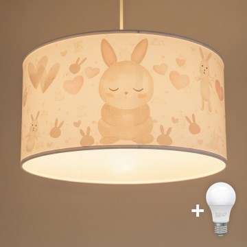 Brilagi - LED dječji luster na sajli BOBO 1xE27/10W/230V Ø 35 cm bijeli, s motivom zečića
