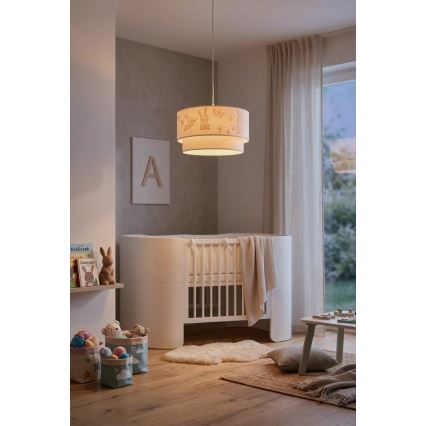 Brilagi - LED dječji luster na sajli BOBO 1xE27/10W/230V Ø 35 cm bijeli, s motivom zečića