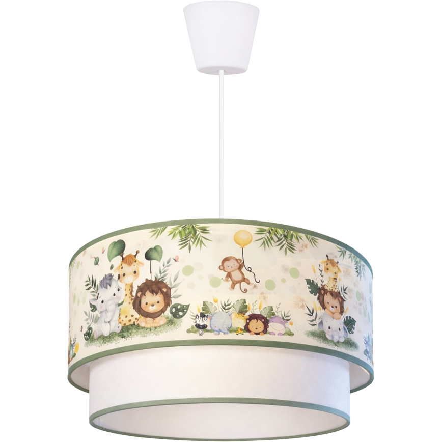 Brilagi - LED dječji luster na sajli BOBO, 1x E27/10W/230V, promjer 40 cm, krem/zeleno/džungla