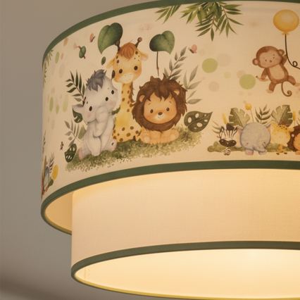 Brilagi - LED dječji luster na sajli BOBO, 1x E27/10W/230V, promjer 40 cm, krem/zeleno/džungla