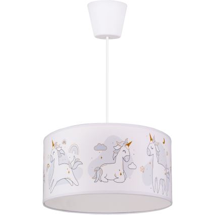 Brilagi - LED dječji luster na sajli BOBO 1xE27/60W/230V promjer 35 cm bijela s motivom jednoroga