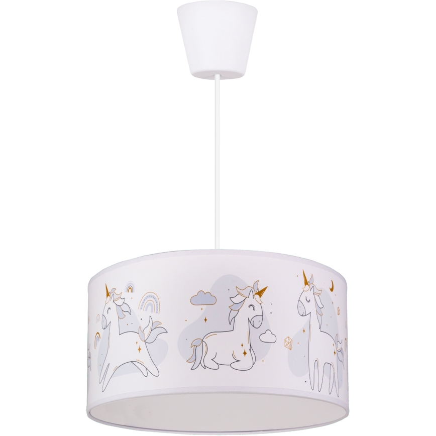 Brilagi - LED dječji luster na sajli BOBO 1xE27/60W/230V promjer 35 cm bijela s motivom jednoroga