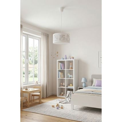 Brilagi - LED dječji luster na sajli BOBO 1xE27/60W/230V promjer 35 cm bijela s motivom jednoroga
