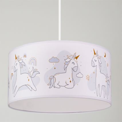 Brilagi - LED dječji luster na sajli BOBO 1xE27/60W/230V promjer 35 cm bijela s motivom jednoroga