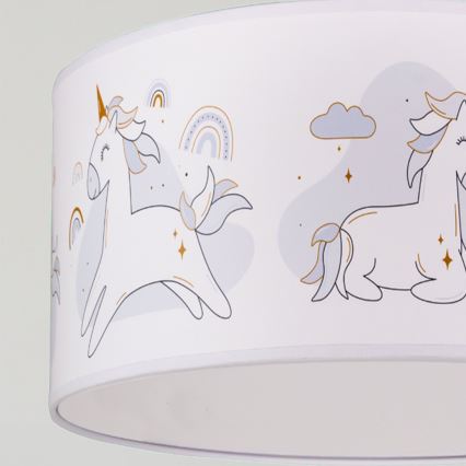 Brilagi - LED dječji luster na sajli BOBO 1xE27/60W/230V promjer 35 cm bijela s motivom jednoroga