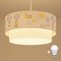 Brilagi - LED dječji luster na sajli BOBO 1xE27/60W/230V pr.40 cm bijela/bež/životinje.