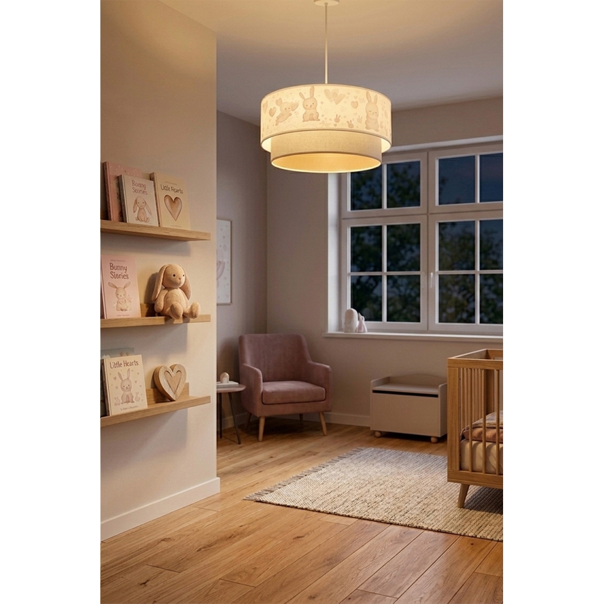 Brilagi - LED dječji luster na sajli BOBO 1xE27/60W/230V Ø 40 cm krem/siva/zečići