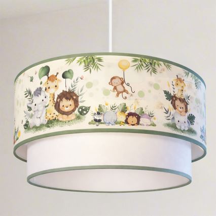 Brilagi - LED dječji luster na sajli BOBO 1xE27/60W/230V Ø 40 cm krem/zelena/džungla