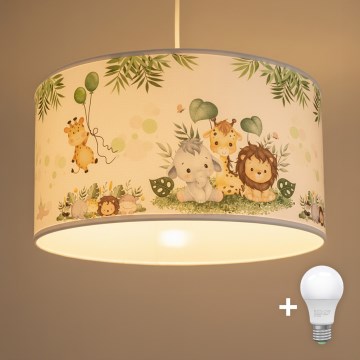 Brilagi - LED dječji luster na sajli BOBO 1xE27/60W/230V Ø 35 cm bijela/džungla