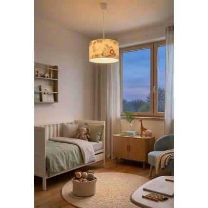 Brilagi - LED dječji luster na sajli BOBO 1xE27/60W/230V Ø 35 cm bijela/džungla