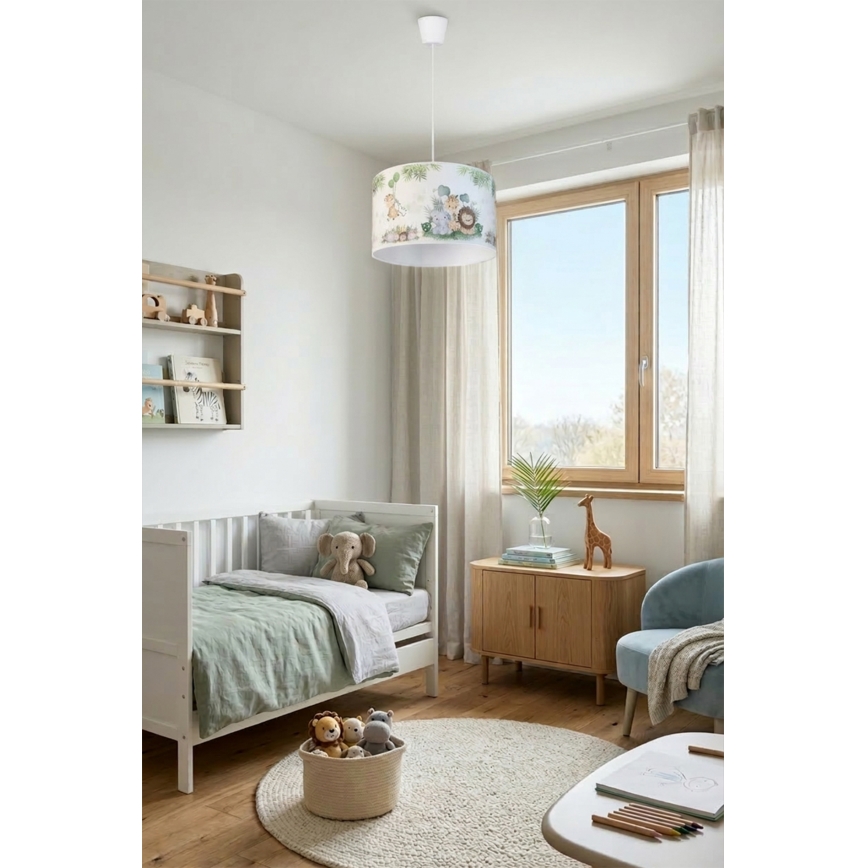 Brilagi - LED dječji luster na sajli BOBO 1xE27/60W/230V Ø 35 cm bijela/džungla