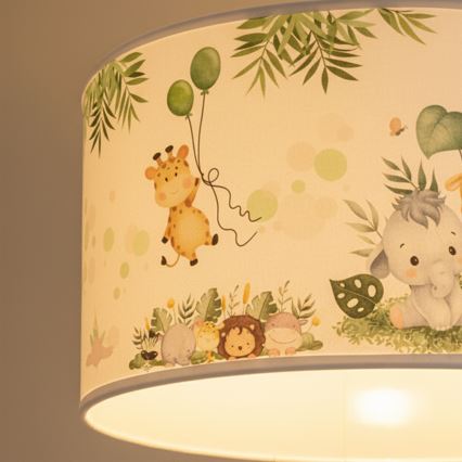 Brilagi - LED dječji luster na sajli BOBO 1xE27/60W/230V Ø 35 cm bijela/džungla