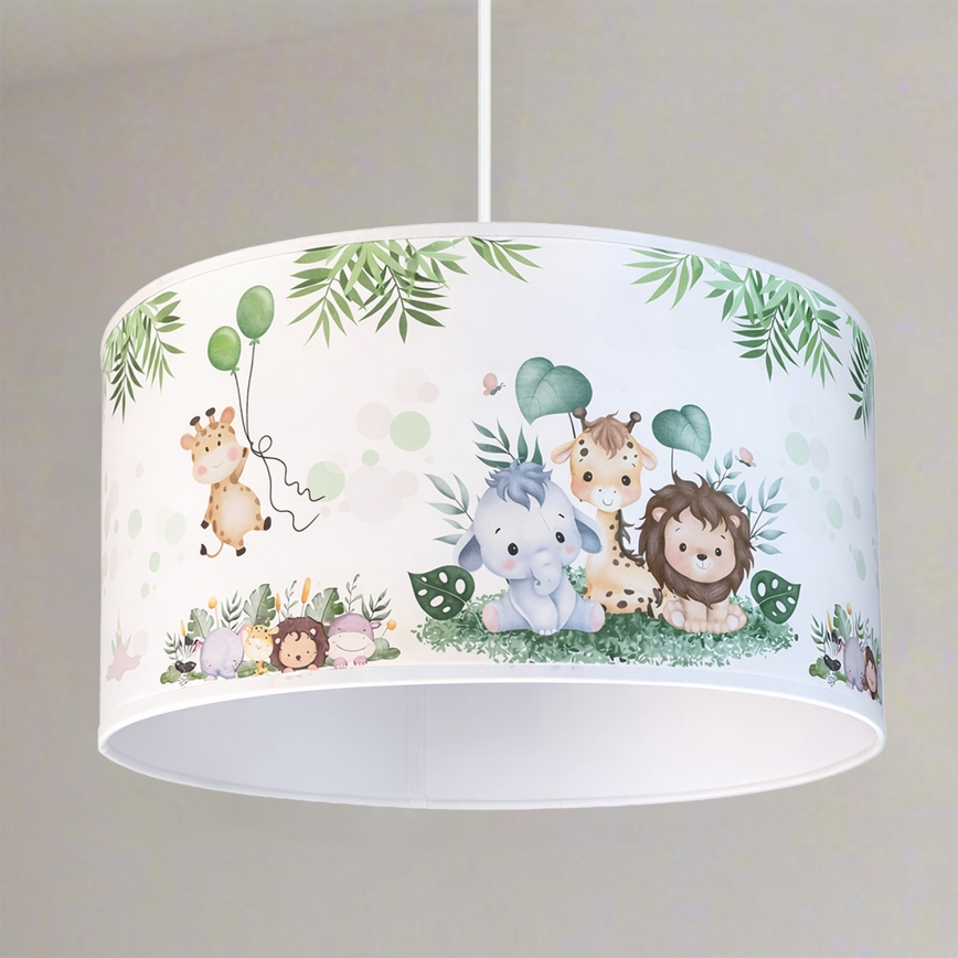 Brilagi - LED dječji luster na sajli BOBO 1xE27/60W/230V Ø 35 cm bijela/džungla