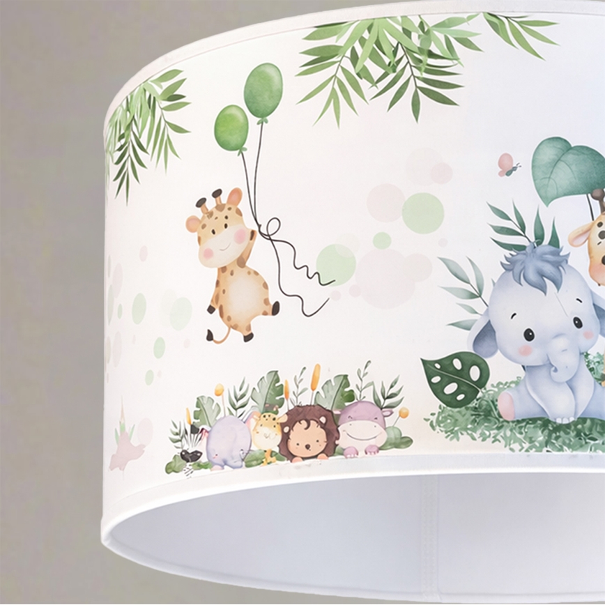 Brilagi - LED dječji luster na sajli BOBO 1xE27/60W/230V Ø 35 cm bijela/džungla