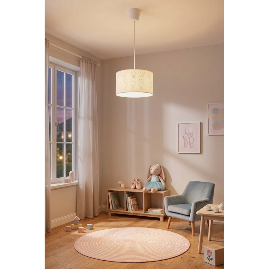 Brilagi - LED dječji luster na sajli BOBO 1xE27/60W/230V Ø 35 cm bijela/sa zečićima