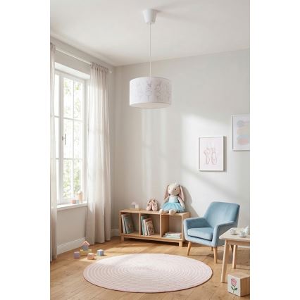 Brilagi - LED dječji luster na sajli BOBO 1xE27/60W/230V Ø 35 cm bijela/sa zečićima