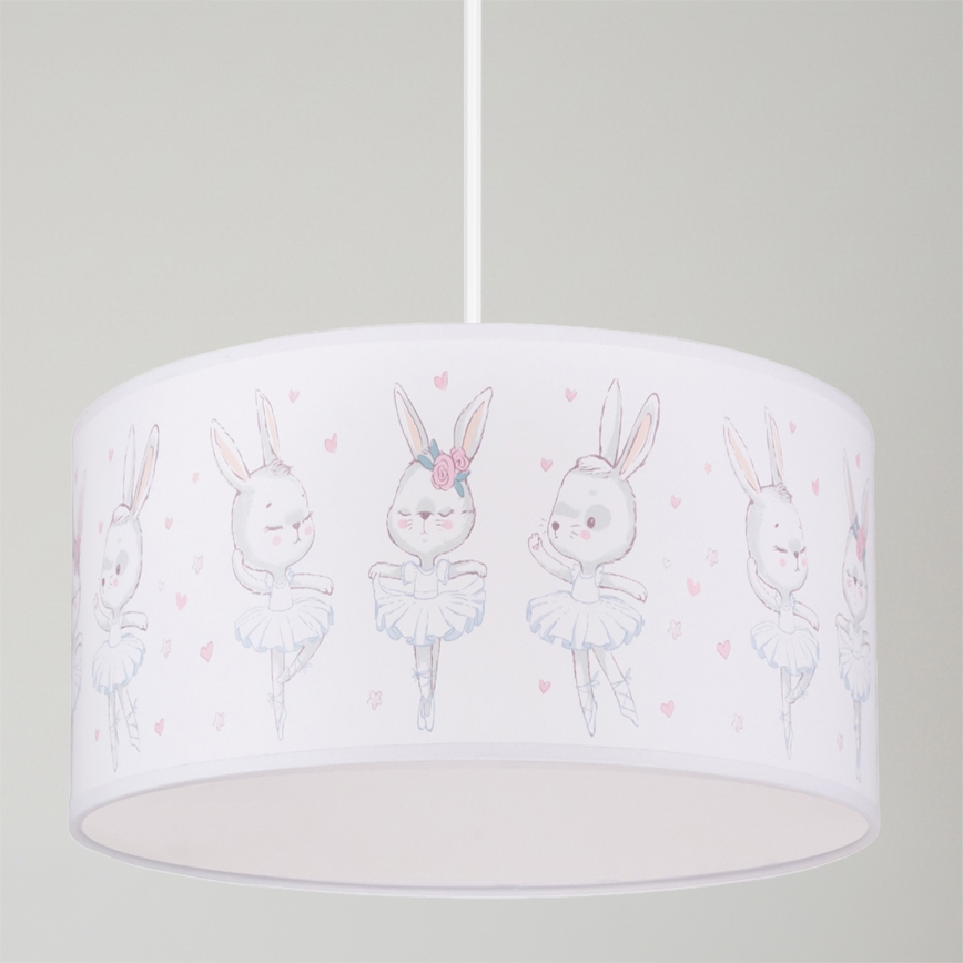 Brilagi - LED dječji luster na sajli BOBO 1xE27/60W/230V Ø 35 cm bijela/sa zečićima