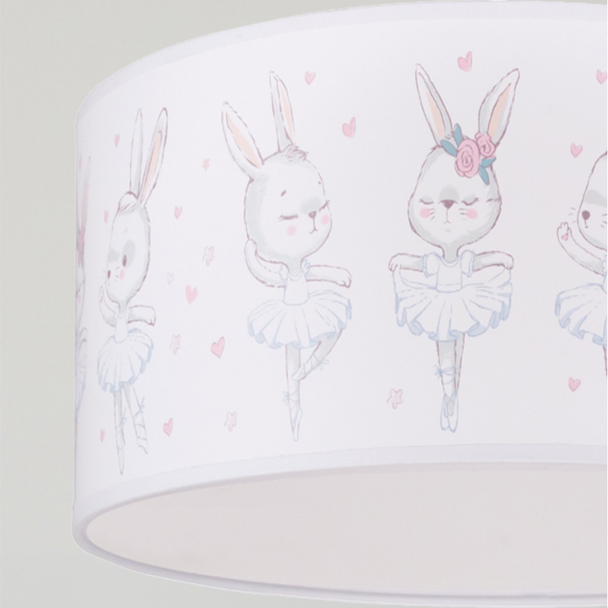 Brilagi - LED dječji luster na sajli BOBO 1xE27/60W/230V Ø 35 cm bijela/sa zečićima
