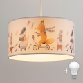 Brilagi - LED dječji luster na sajli BOBO 1xE27/60W/230V Ø 35 cm bijela/sa životinjskim motivom