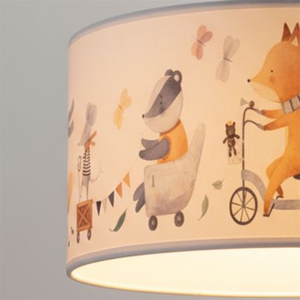Brilagi - LED dječji luster na sajli BOBO 1xE27/60W/230V Ø 35 cm bijela/sa životinjskim motivom