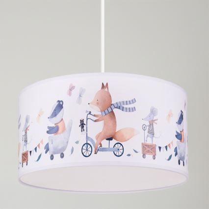 Brilagi - LED dječji luster na sajli BOBO 1xE27/60W/230V Ø 35 cm bijela/sa životinjskim motivom