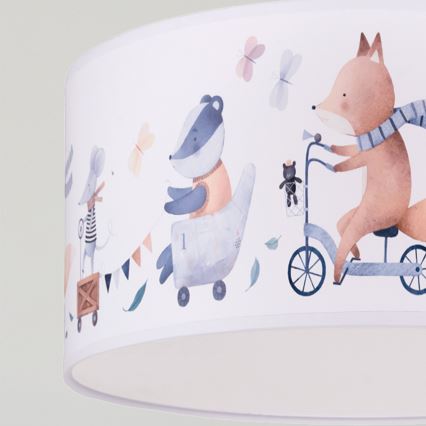 Brilagi - LED dječji luster na sajli BOBO 1xE27/60W/230V Ø 35 cm bijela/sa životinjskim motivom