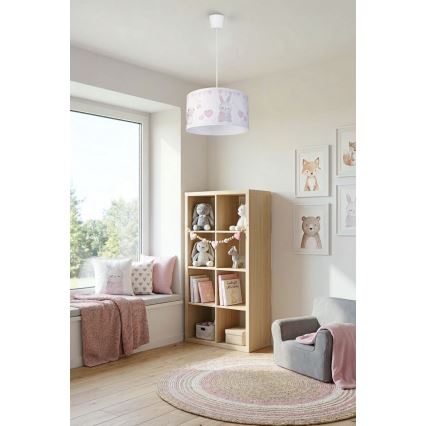 Brilagi - LED dječji luster na sajli BOBO 1xE27/60W/230V Ø 35 cm bijela/zečići